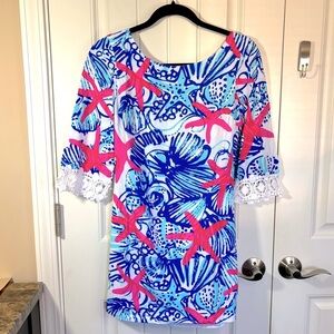 Lilly Pulitzer Harbor Resort White She She Shells Tunic Dress Size XS Na…